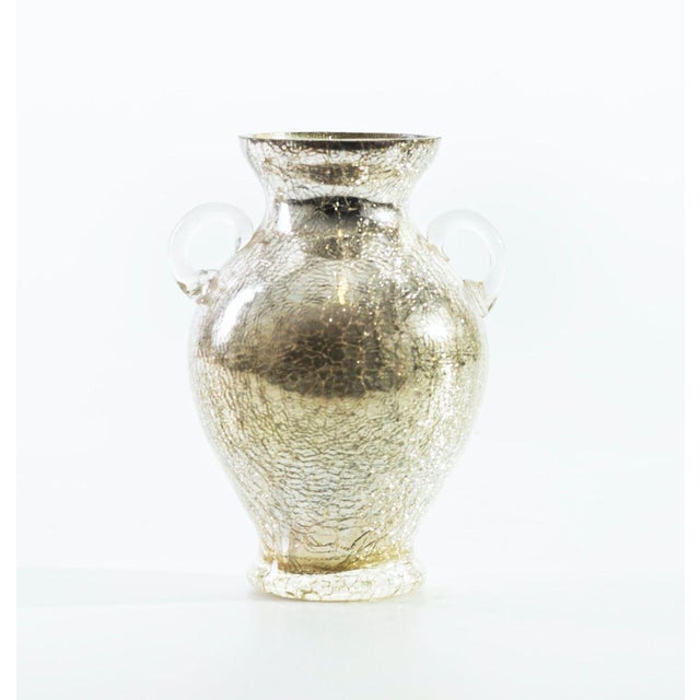 Mid-Century Austrian Cracked Glass Vase For Sale - Image 4 of 5