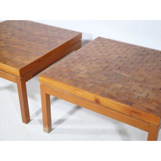 French End Grain Mosaic Tables, 1970s, Set of 2 For Sale - Image 6 of 10