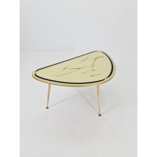 Mid-Century German Tripod Glass & Brass Coffee Table ffrom Ilse Möbel, 1950s For Sale - Image 11 of 11