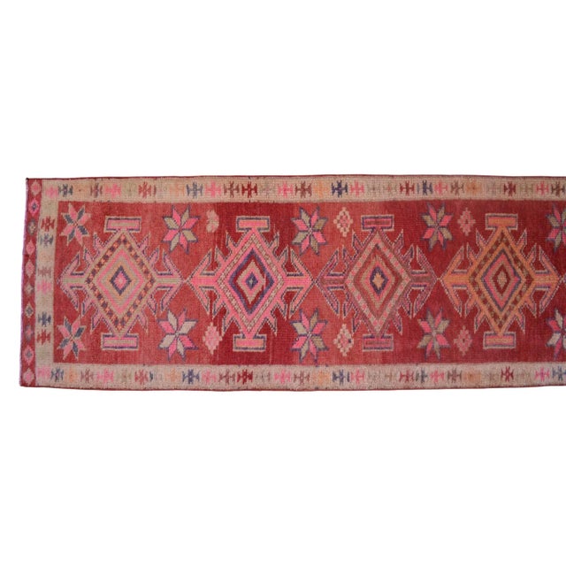 Red 1960s Vintage Kurdish Herki Hand-Knotted Distressed Runner For Sale - Image 8 of 11