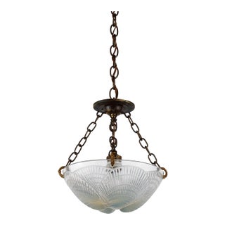 1920s Lalique Opalescent Coquille Hanging Pendant For Sale