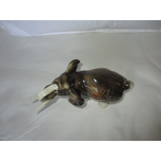 Amphora Vintage Royal Dux Amphora Porcelain Charging Elephant For Sale - Image 4 of 12