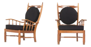 Set of Vintage Armchairs in Oak and Terry Fabric, 1950