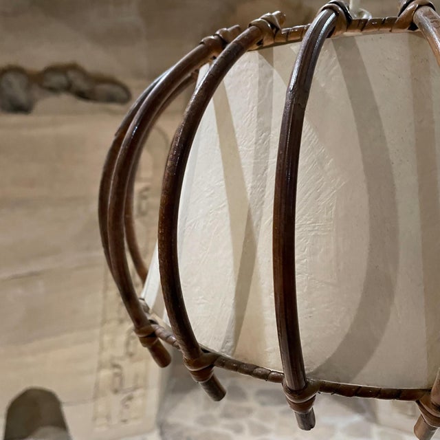 1950s Sculptural French Bamboo Large Pendant Hanging Lamp France For Sale In San Diego - Image 6 of 8