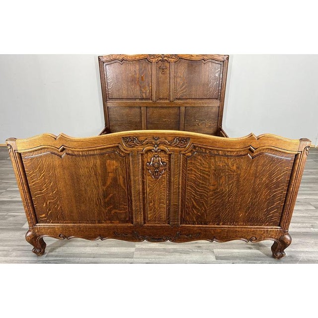 Vintage French Louis XVI Bed Frame in Oak For Sale - Image 3 of 12