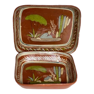 Vintage Spanish Mission Mexico Nesteing Casserole Bowls Dishes