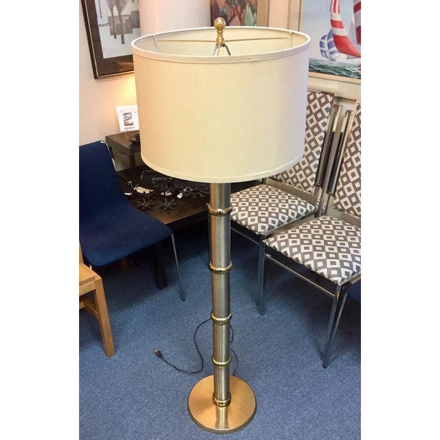 Silver Chrome and Brass Column Floor Lamp For Sale - Image 8 of 8