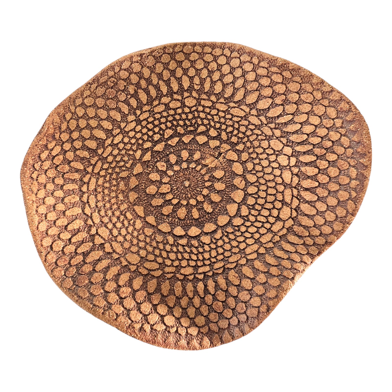 Studio Art Pottery Bowl Dish Impressed Pattern Signed 8.25