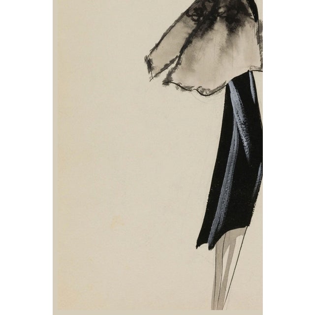 Vintage French Fashion Art Print – Black Coat and Gray Fur Illustration, 24" X 32" For Sale In Buffalo - Image 6 of 8