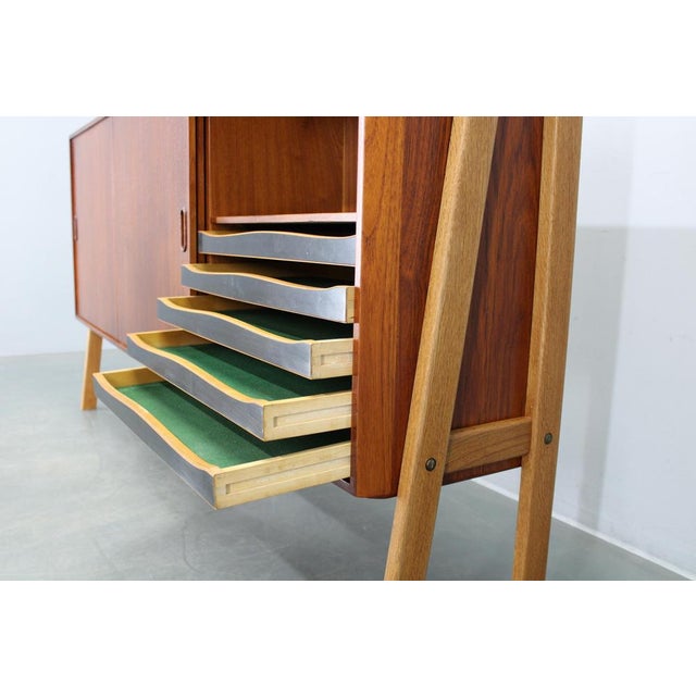 Glass Mid-Century Modern Danish Teak Sideboard with Sliding Doors, 1960s For Sale - Image 7 of 14