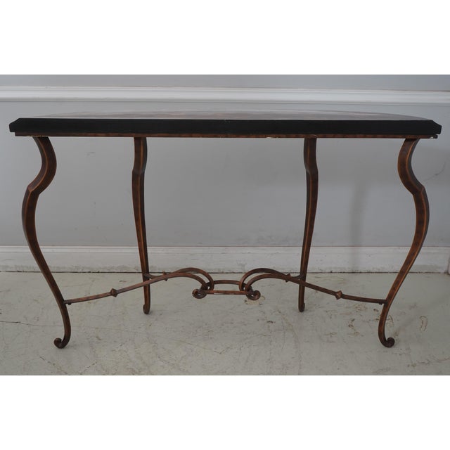 Maitland - Smith Maitland Smith Tessellated Top Iron Base Console Table For Sale - Image 4 of 15