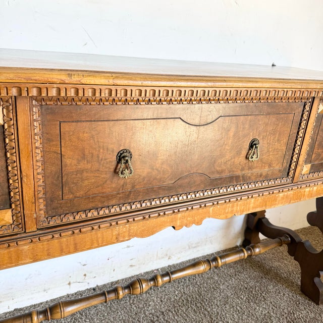 Vintage Jacobean Style Burl and Walnut Server/Sideboard For Sale In Miami - Image 6 of 12
