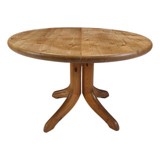 Round Pine Wood Dining Table by Rainer Daumiller, 1970s For Sale