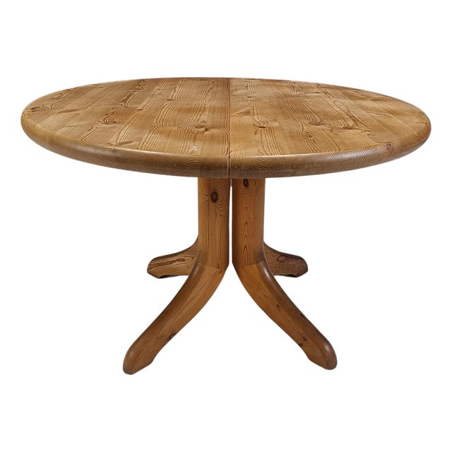 Round Pine Wood Dining Table by Rainer Daumiller, 1970s For Sale