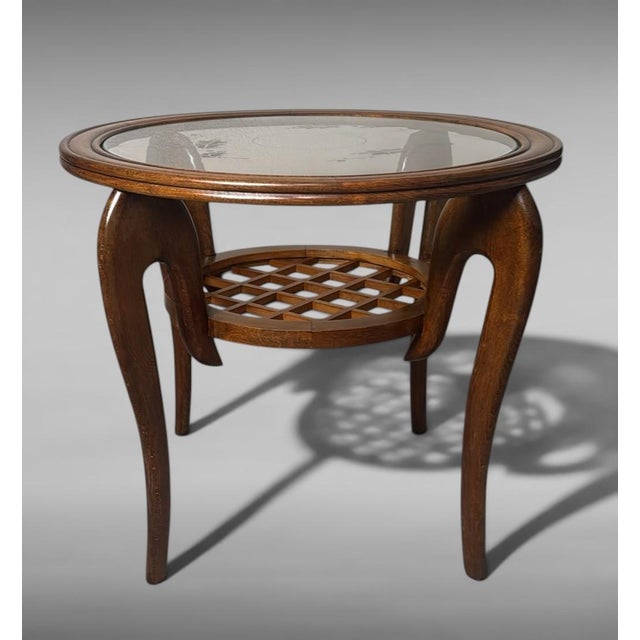 Mid 20th Century Mid 20th Century Paolo Buffa Style Art Deco Italian Walnut Side Table With Beveled Glass Top For Sale - Image 5 of 18