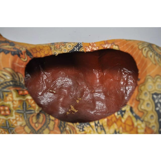 Vintage Boho Chic Paper Mache Pig Planter Pot Orange Fabric For Sale In Philadelphia - Image 6 of 10