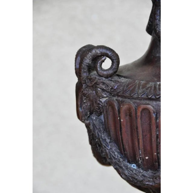 Bronze Vintage Heavy Bronze Vase With Unique Design and Ram's Head Handles For Sale - Image 8 of 12
