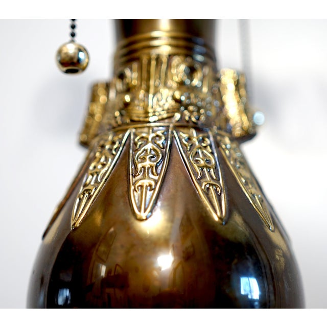 1980s Brass Asian Temple Style Table Lamp For Sale In Los Angeles - Image 6 of 7