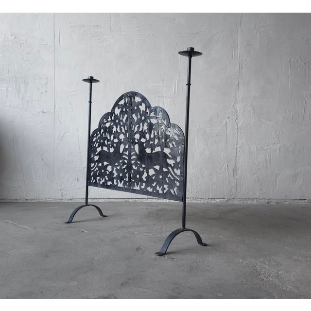 1970s Spanish Style Wrought Iron Fireplace Screen For Sale - Image 4 of 10
