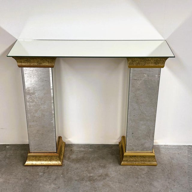 Gold Vintage Mirrored Pedestals in Gilt Finish from Deknudt, Belgium, 1980s, Set of 2 For Sale - Image 8 of 13