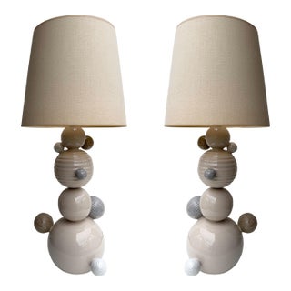 Contemporary Pair of Ceramic Atomo Lamps by Antonio Cagianelli, Italy For Sale