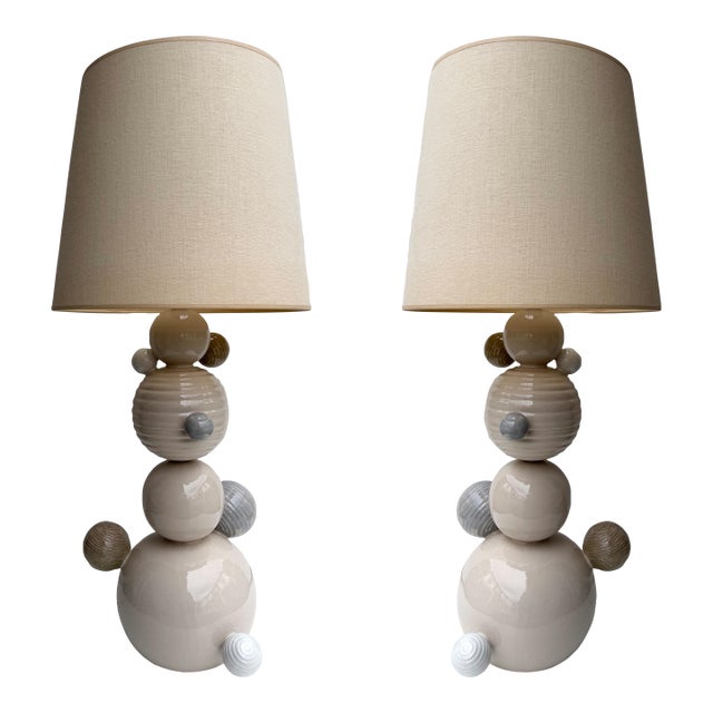 Contemporary Pair of Ceramic Atomo Lamps by Antonio Cagianelli, Italy For Sale