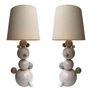 Contemporary Pair of Ceramic Atomo Lamps by Antonio Cagianelli, Italy