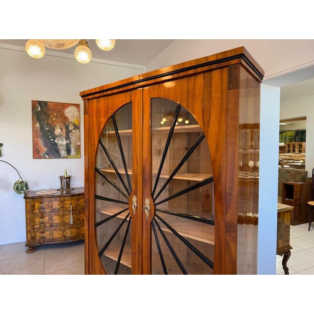 Biedermeier Sun-Shaped Display Cabinet in Walnut For Sale - Image 11 of 14
