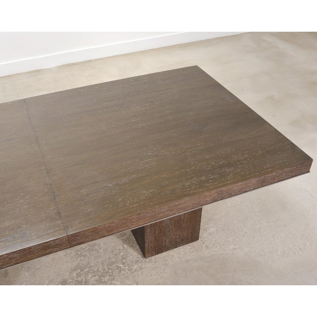 Greige Bernhardt Linea Cerused Oak Modern Pedestal Dining Table 7.5 Ft For Sale - Image 8 of 17