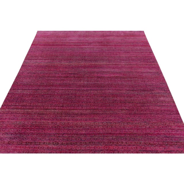 Contemporary Rug & Kilim’s Contemporary Rug in Pink and Red Striae For Sale - Image 3 of 8