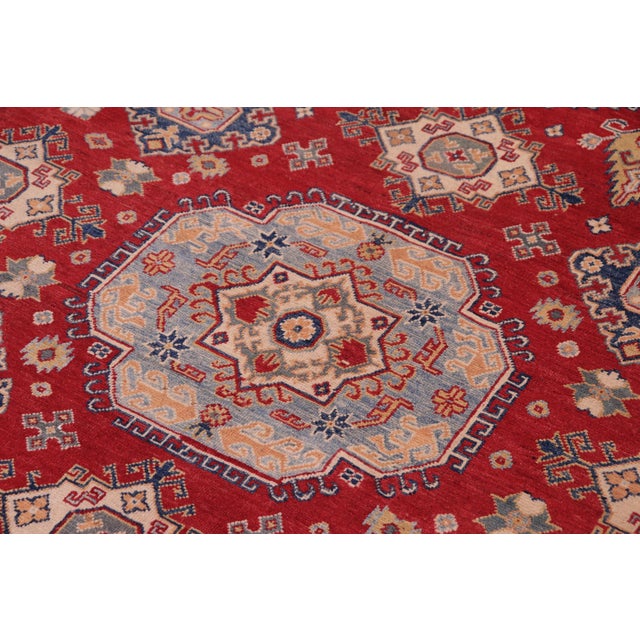 Southwestern Kazak Red/Ivory Wool Rug - 9'0''x12'0'' For Sale - Image 4 of 10