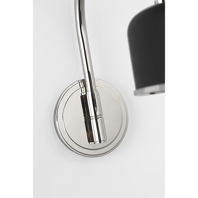 Modern Thomas O'Brien for Visual Comfort Signature Oso 13" Articulating Arc Wall Light in Polished Nickel with Matte Black Shade For Sale - Image 3 of 14