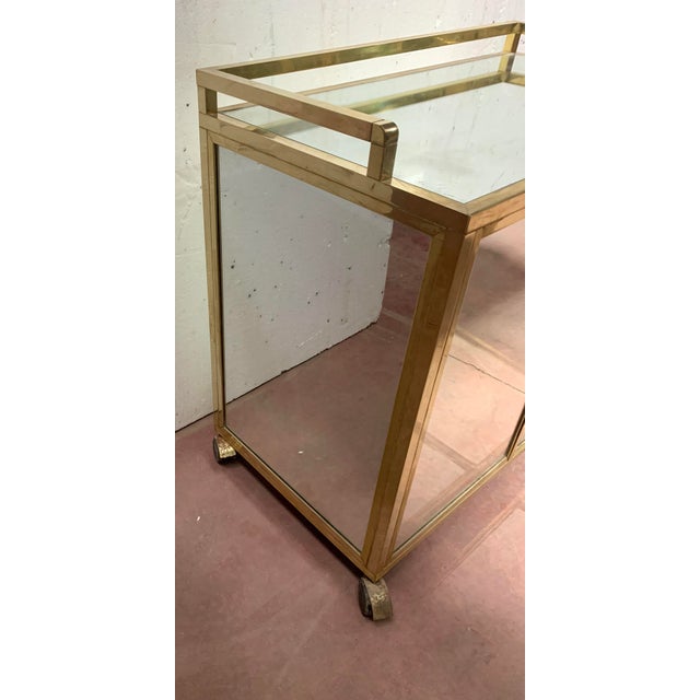 20th-Century Rolling Bar in Brass with Mirrored Front, 1970s For Sale - Image 5 of 13