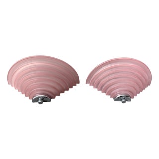 Postmodern Wall Sconces in Powder Pink Glass from Happy Lights, 1980s, Set of 2 For Sale