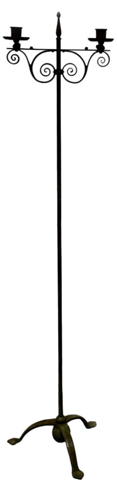 Tall Arts and Crafts Wrought Iron Candleholder or Torchère, 1880s