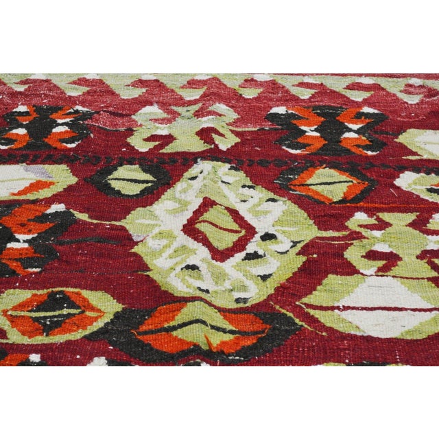 Turkish Vintage Turkish Flatweave Wool Rug, 3'5''x3'5'' For Sale - Image 3 of 4