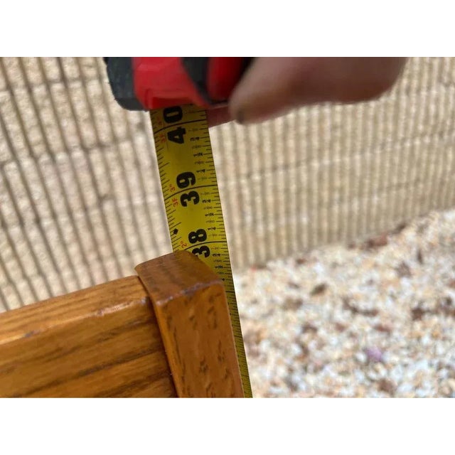 Late 20th Century Set of Six Vintage Mission Art & Craft Style Oak Handcrafted Matching Dining Chairs For Sale - Image 4 of 11