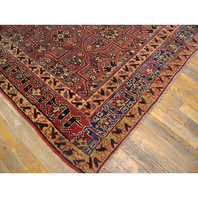 Terrific Pink-Cerise Background With a Star and Cross Lattice in a Floral Pattern Antique Persian Gallery Rug For Sale In New York - Image 6 of 7