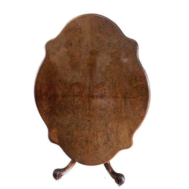 Victorian 6-Seater Centre or Dining Table in Burr Walnut, 1850s For Sale