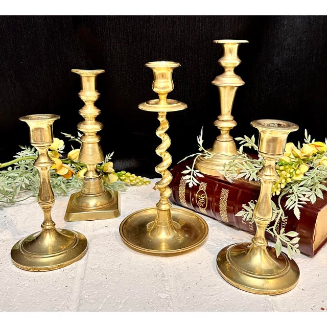 Vintage English Brass Candlesticks / Rostand Set of 5 Chairish