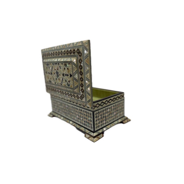 Mediterranean Handmade Mother of Pearl Jewelry Box – Egyptian Inlay Wood Decor For Sale - Image 3 of 8