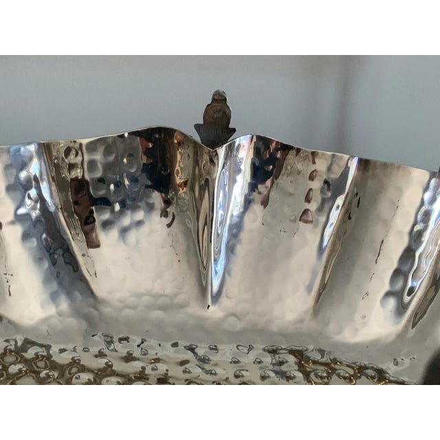 Silver Large 1970s Hammered Silver Plated Vessel Cachepot / Planter For Sale - Image 8 of 12
