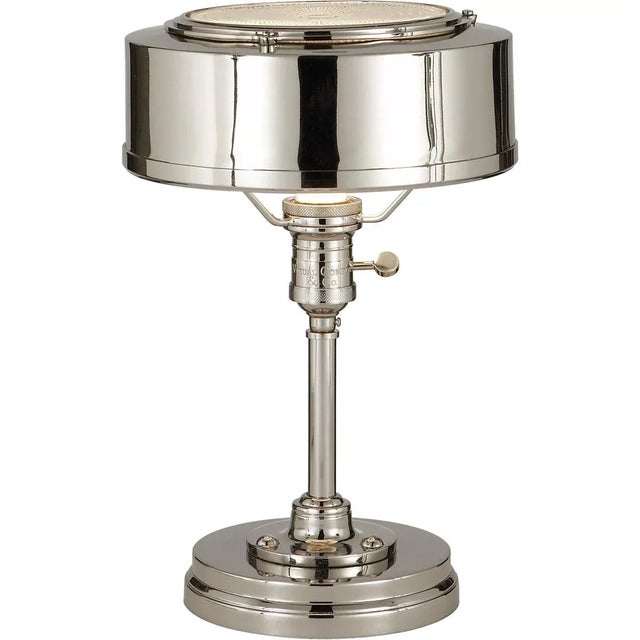 Henley Task Lamp in Polished Nickel Designer: Thomas O'Brien Height: 13" Base: 6" Round Socket: E26 Hi-Lo Wattage: 60 A19...