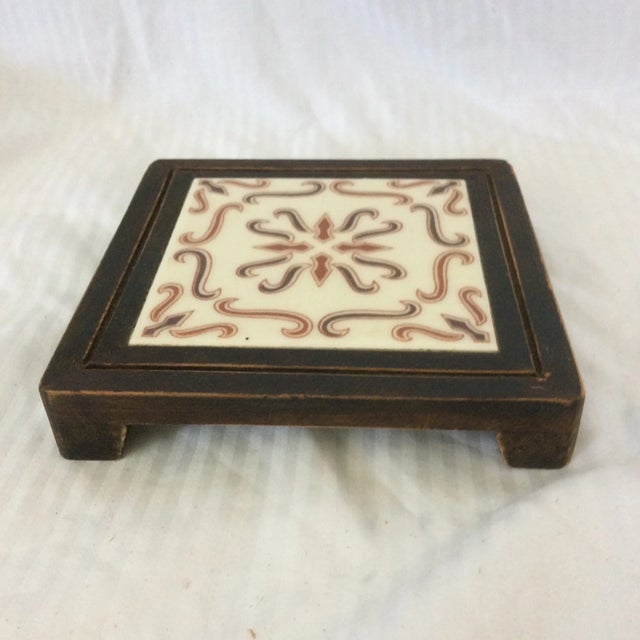 Brown 1970's Arts and Crafts Brown Mexican Tile Trivets - 2 For Sale - Image 8 of 13