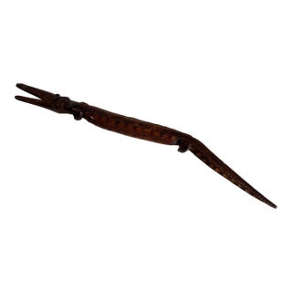 1947 Vintage African Hand-Carved Wooden Alligator Sculpture – Signed For Sale
