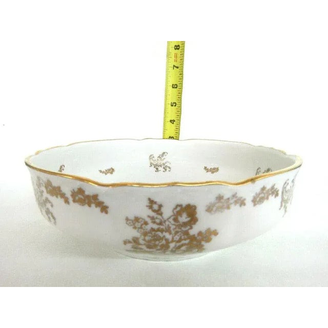 French Porcelaine de France Hand Painted Whitend Gold Centerpiece Bowl Dish For Sale - Image 3 of 11