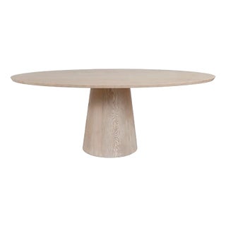 Matthew Izzo Home - Jefferson 86" Oval Cerused Oak Pedestal Dining Table For Sale