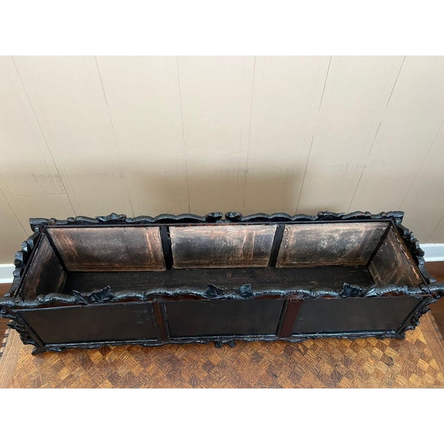 Antique French Jardiniere Planter Black Forest Loebnitz Faience Walnut C1870 For Sale - Image 16 of 18
