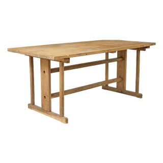 Swedish Oak and Pine Trestle Table, 1880s For Sale