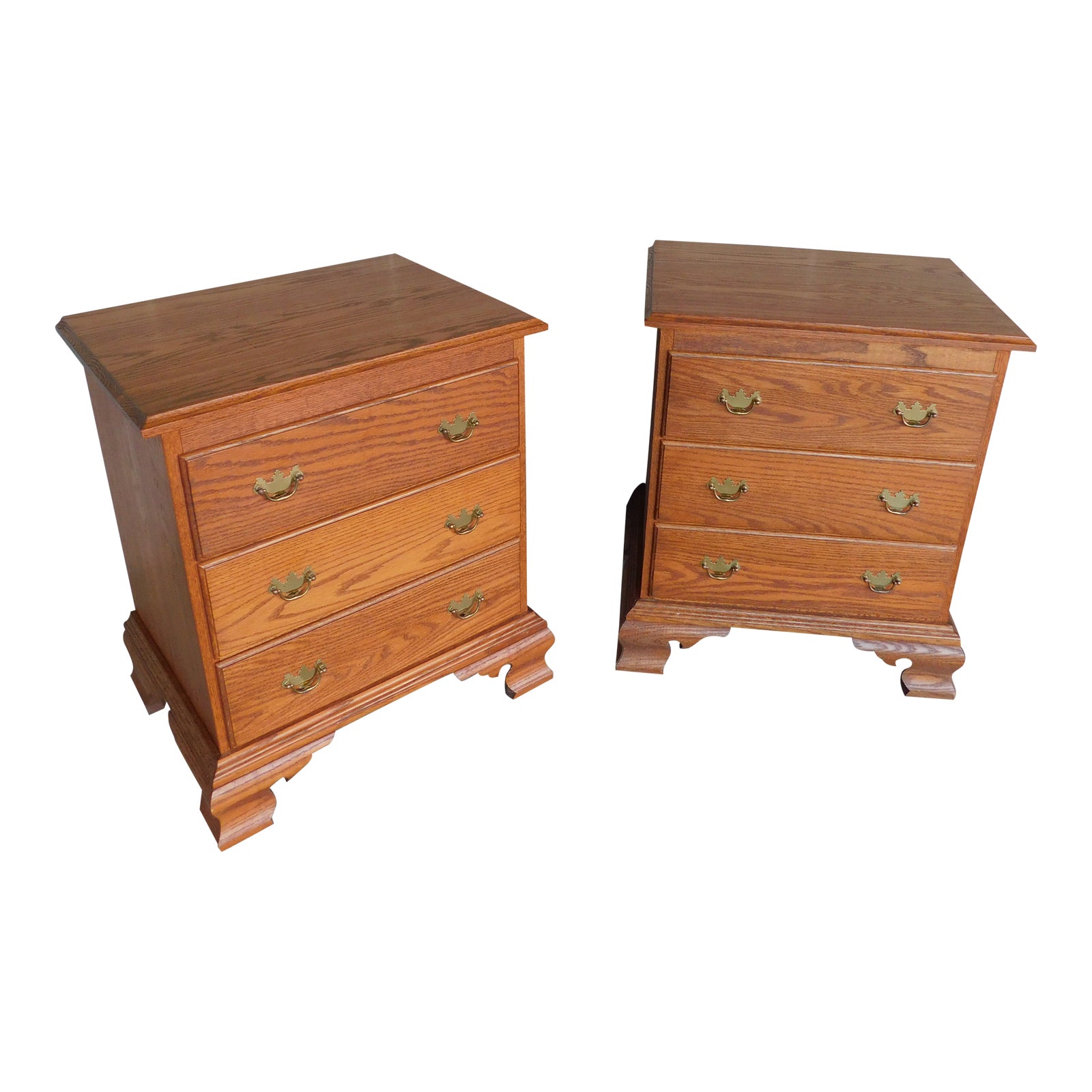 Tom Seely Oak Chippendale Style Nightstands a Pair Chairish